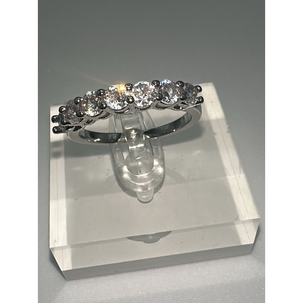 Cubic Zirconia Silver Tone Band Ring Size 6 - Picture 6 of 6